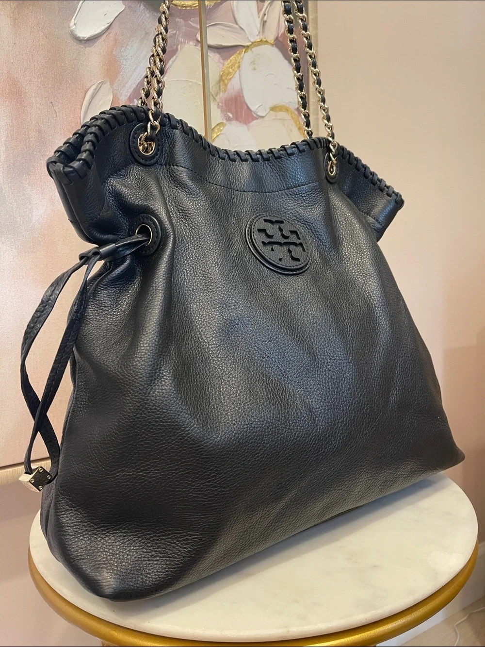 Tory Burch Black Marion Slouchy Tote